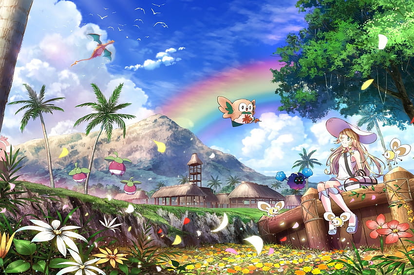 2560x1700 Pokemon, Lillie, Rainbow, Nature, Clouds, Charizard, Flowers, Tree for Chromebook Pixel, lillie pokemon HD wallpaper