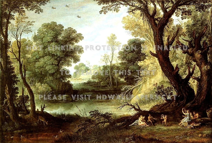 landscape with nymphs satyrs famous forest, nymphs and satyr HD wallpaper