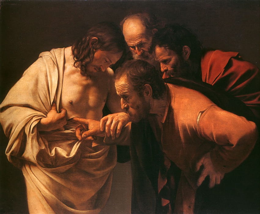 The Incredulity of Saint Thomas” by Caravaggio, st thomas the apostle HD wallpaper