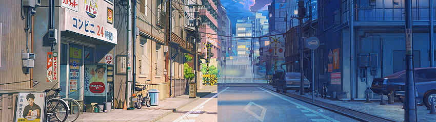 Anime Sokağı Çift Ekran HD duvar kağıdı