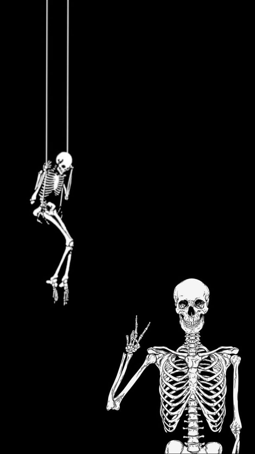 Skelettfreunde, Cartoon-Skelettästhetik HD-Handy-Hintergrundbild