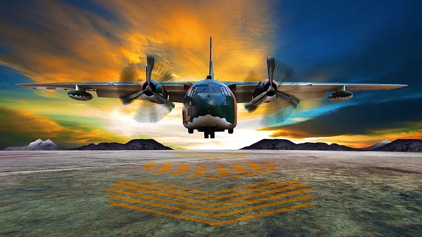 Transport, airplane takeoff, runway, clouds, dawn, avion HD wallpaper