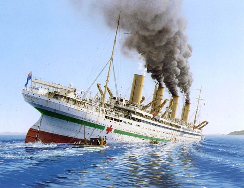 Sinking of the Britannic, drawing Ken Marschall., hmhs britannic HD wallpaper