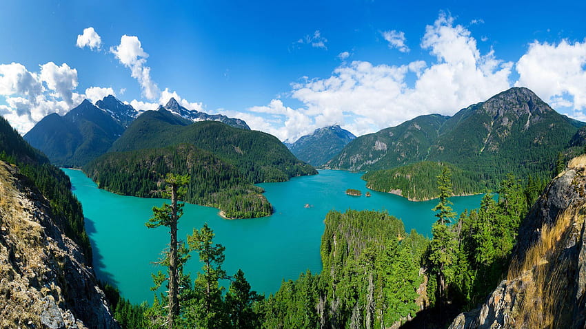 Lac Diablo Parc national des North Cascades Washington Usa Montagne Fond d'écran HD