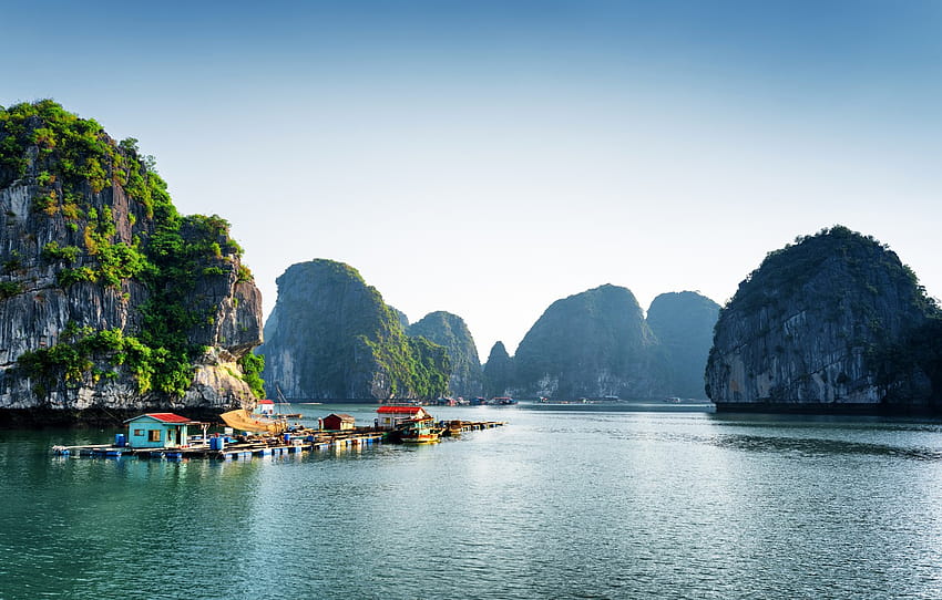 Naturaleza, Muelle, Lago, Acantilado, Zona intertropical, Vietnam, Halong Bay , section природа fondo de pantalla