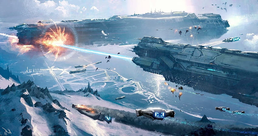 Batalha, Nave espacial, Sci, guerra de ficção científica papel de parede HD