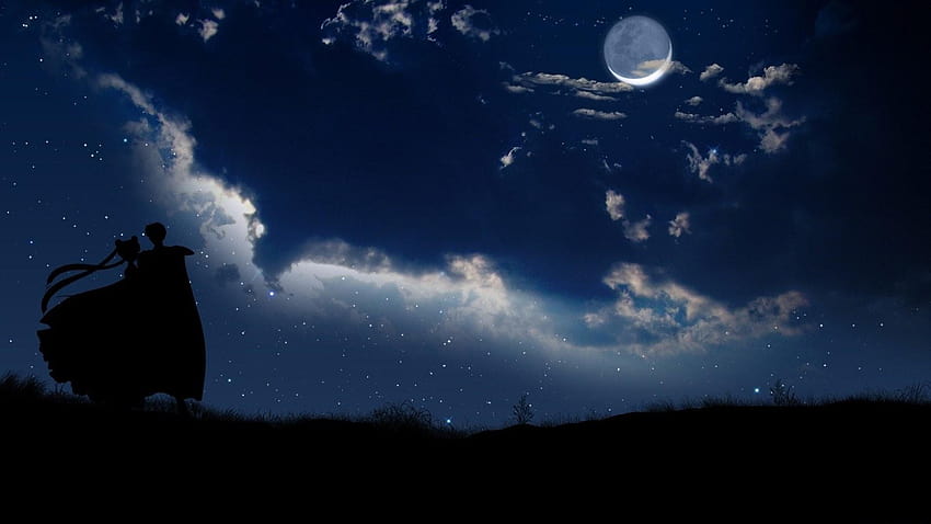 Anime Moon Princess, moon sky anime dark HD wallpaper