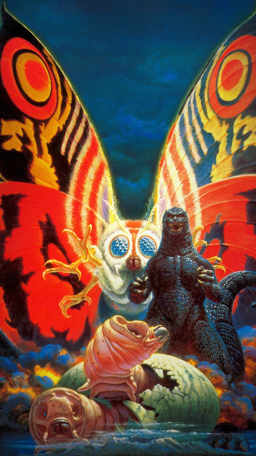 Godzilla contra Mothra fondo de pantalla del teléfono