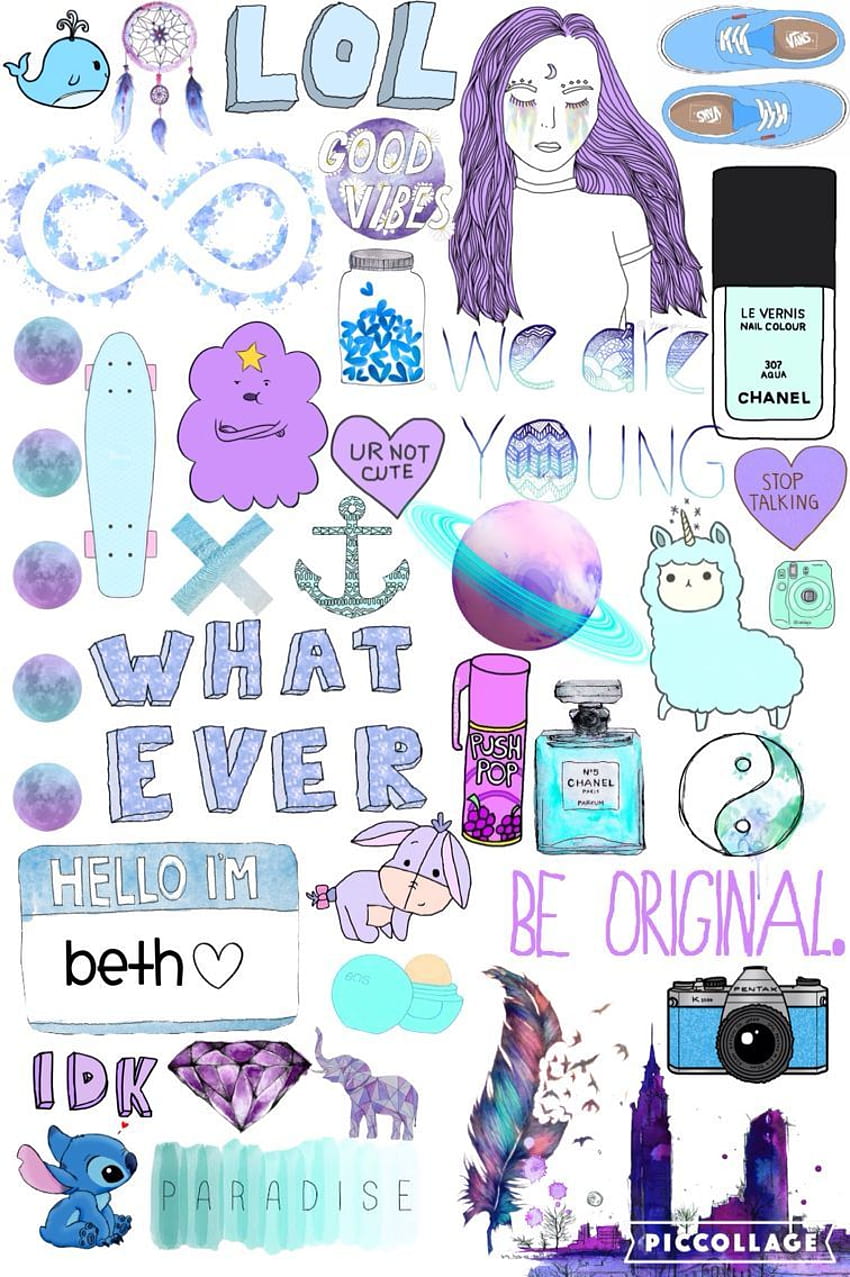 Purple Aesthetic Stickers Collage, purple aesthetic collage HD phone wallpaper