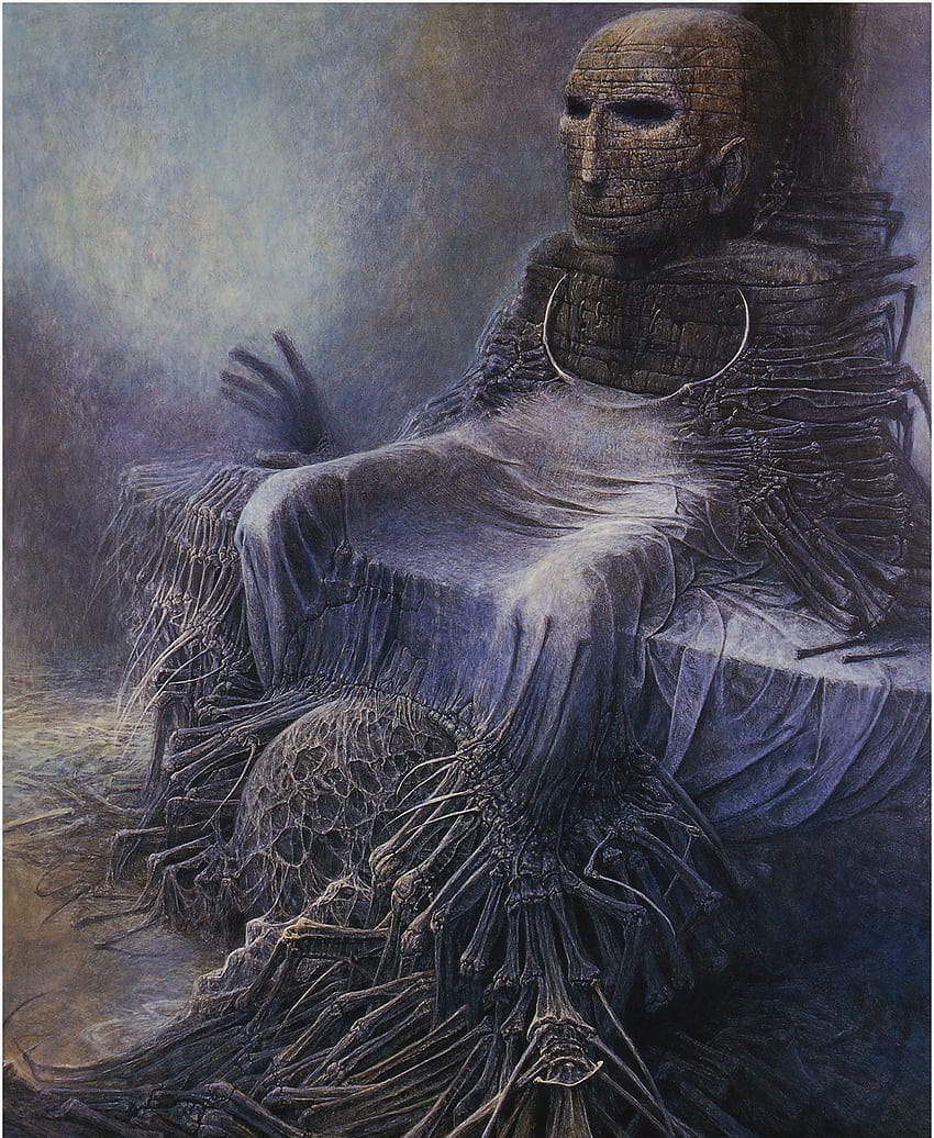 Zdzisław Beksiński, 예술 작품, 두개골, 초현실적, zdzislaw beksinski HD 전화 배경 화면