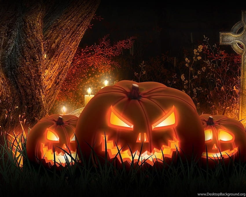 Labu Halloween, Screensaver Halloween ... Latar belakang, tengkorak halloween dan labu Wallpaper HD