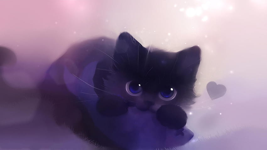 Digital Cat Art 검은 고양이, 배경, 은하 고양이 HD 월페이퍼