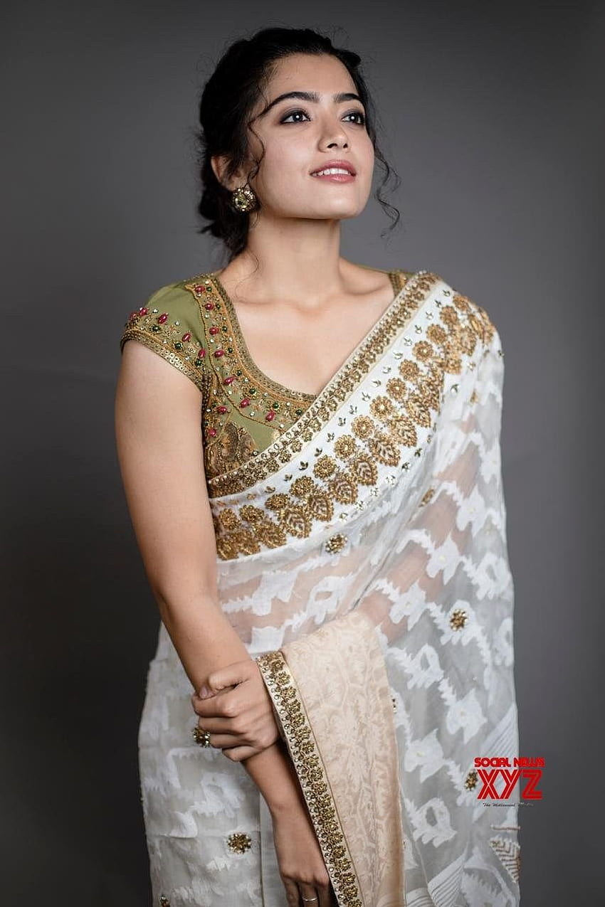 Aktorka Rashmika Mandanna Śliczne nowe fotosy w sari, rashmika sari Tapeta na telefon HD