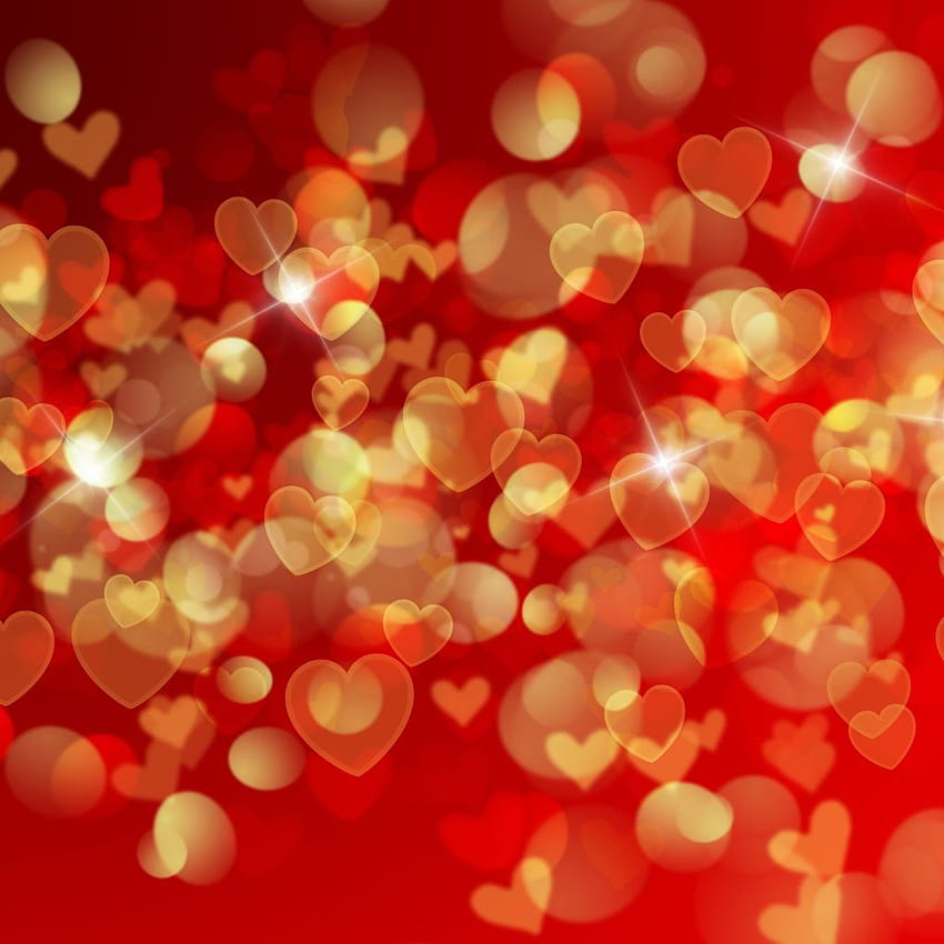 Golden hearts on a red backgrounds 1024x1024 HD phone wallpaper
