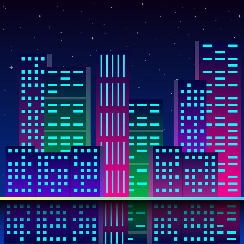 Futuristic City In Neon Lights Retro Style 80s, retro neon metropolis HD phone wallpaper