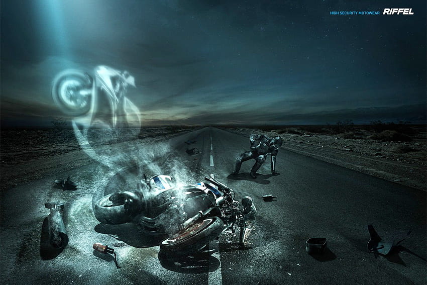 Person riding motorcycle crash on road Riffel digital, motorcycle crashes HD wallpaper