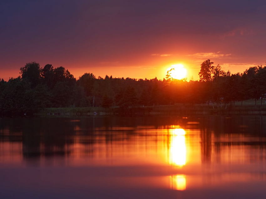 1024x768 sunset, lake, sun, dusk, landscape standard 4:3 backgrounds, sunset at the lake HD wallpaper
