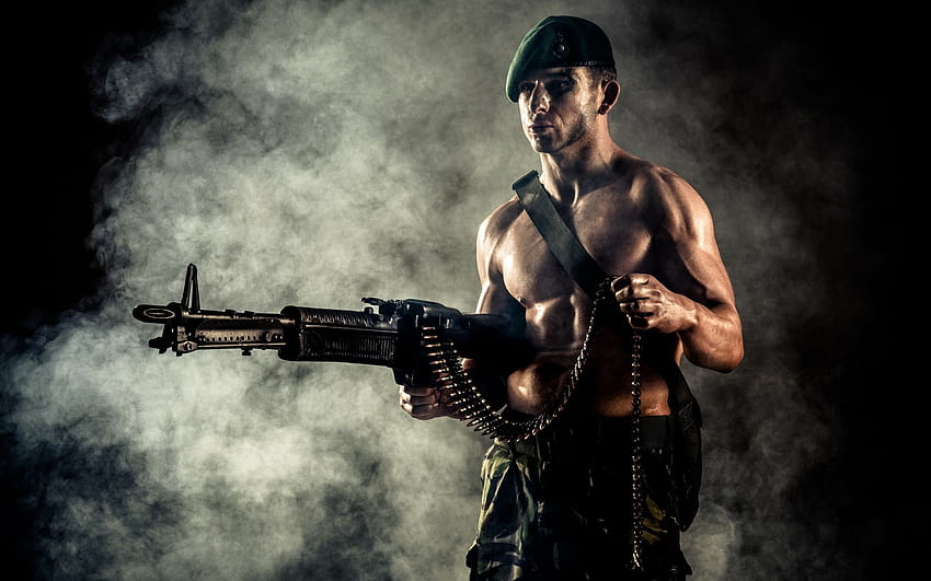 Тежка картечница, човек, оръжие, тежки оръжия HD тапет