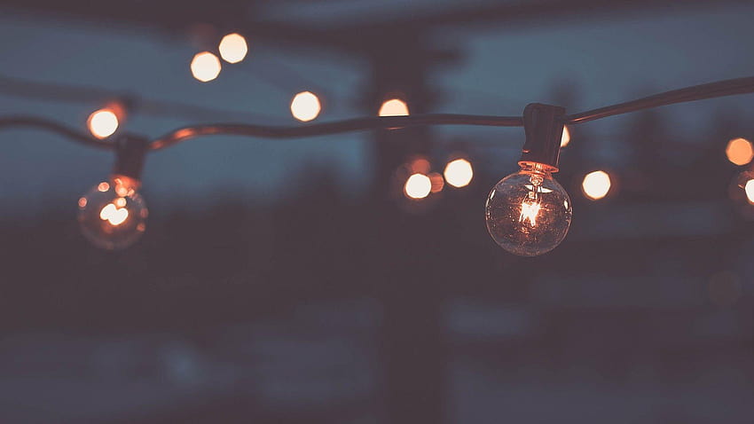 Bokeh strings of light bulbs, aesthetic lights HD wallpaper