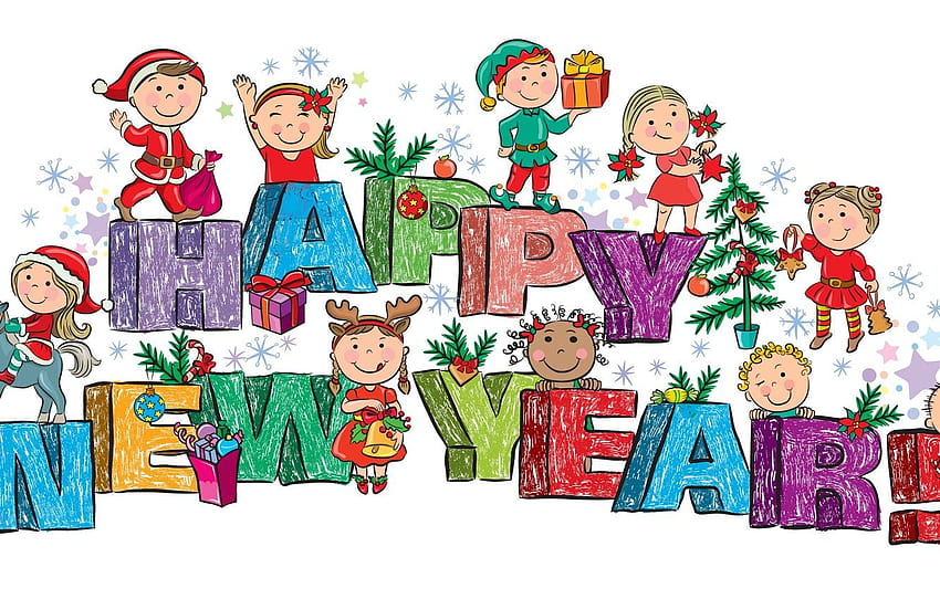 children, toys, tree, gifts, Happy New Year , section новый год, kids new year HD wallpaper