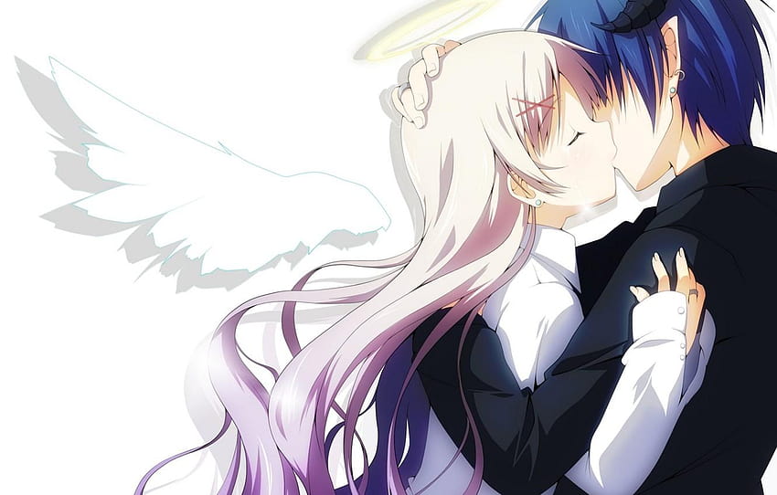 Couple kissing anime illustration HD wallpaper | Wallpaper Flare