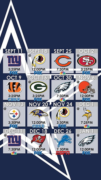 Dallas Cowboys 2023 schedule wallpapers for phones - six designs