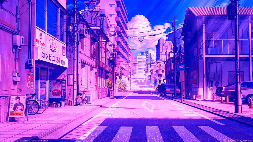 シティポップ、日本の都市ネオンアニメ 高画質の壁紙