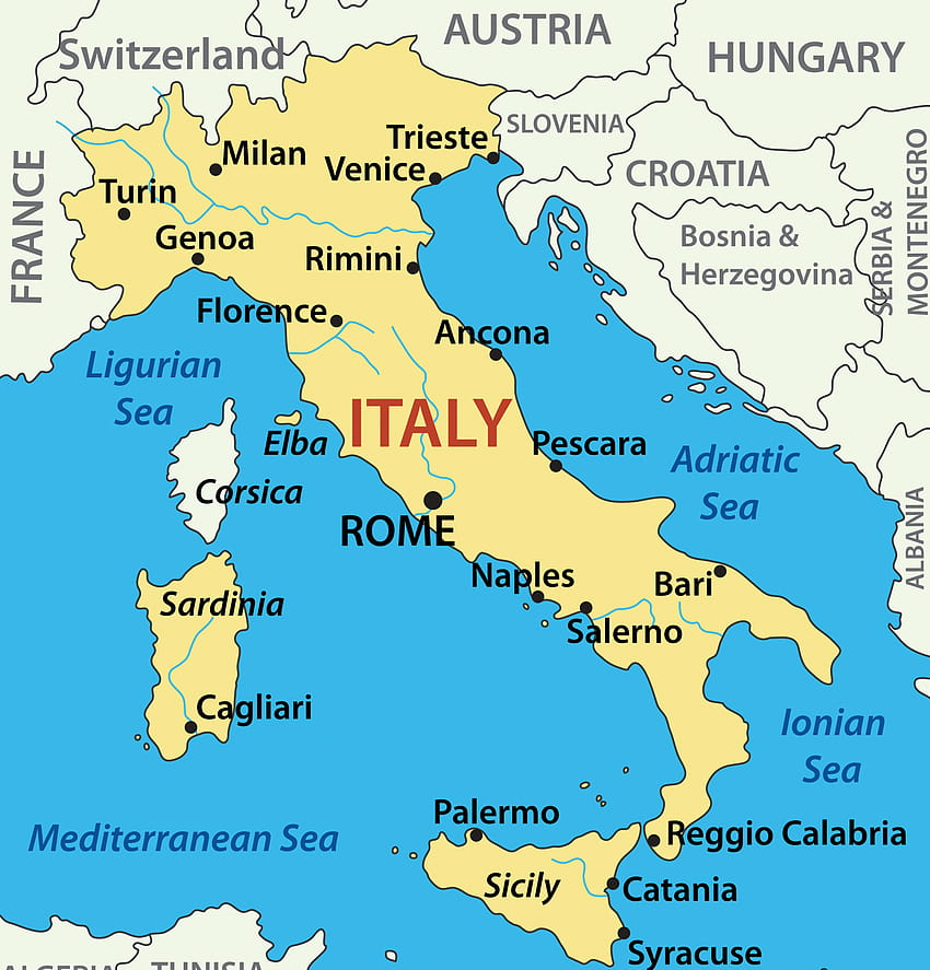 Italien-Städte-Karte, Italien-Karte HD-Handy-Hintergrundbild