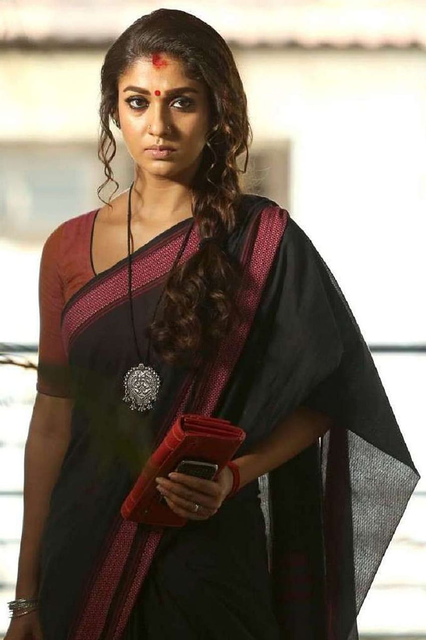 Nayanthara en sari noir super magnifique actrice mobile, nayanthara full mobile Fond d'écran de téléphone HD