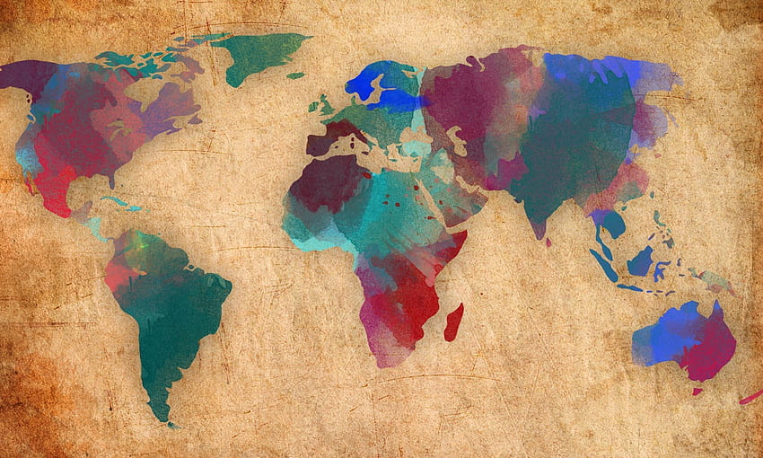 Colorful World Map, world atlas computer HD wallpaper