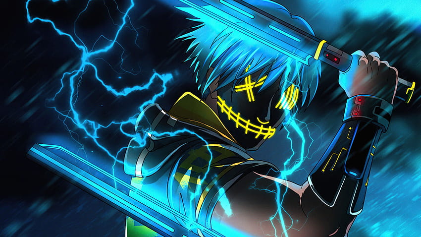 Anime Ninja, fantastico anime blu Sfondo HD