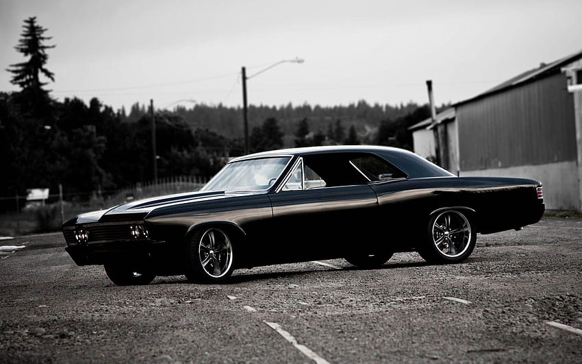 Beautiful Black Oldtimer 1967 Chevrolet Impala, old timer HD wallpaper