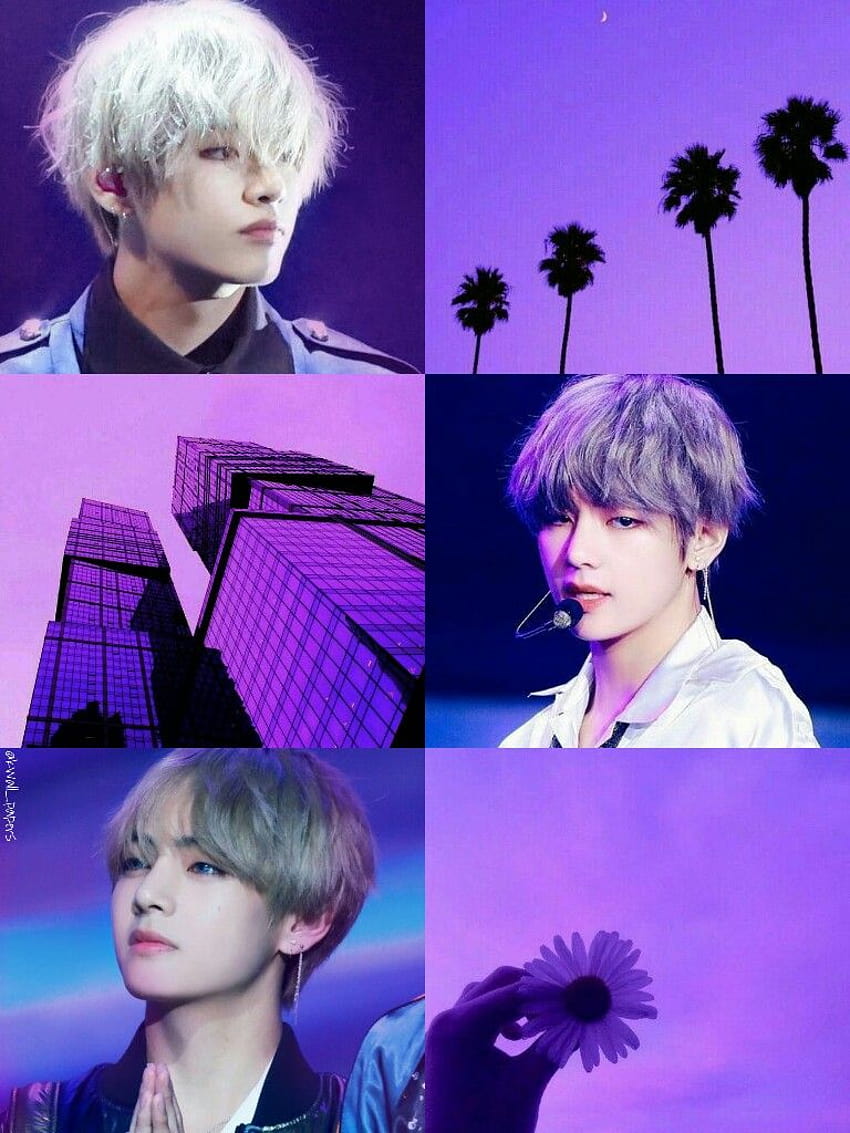 BTS // bangtan kim taehyung ; purple aesthetic collage by kwall_papers, taehyung collage HD phone wallpaper