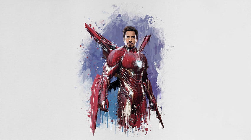 849688, Iron Man Held, Avengers: Infinity War, Grauer Hintergrund, Iran Man Draw HD-Hintergrundbild