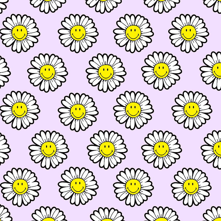 aesthetic flowers with smiley faces HD phone wallpaper