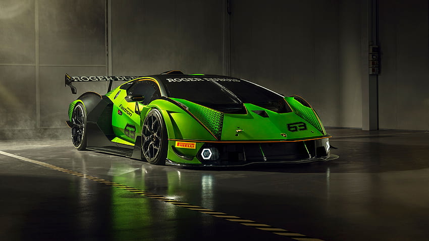Lamborghini Essenza Car Supercars Vehicle Italian Supercars Race Cars Spotlights Low Light Green Car HD wallpaper