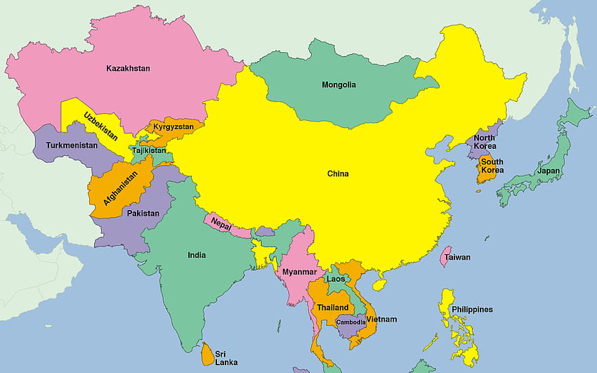 карта на Азия HD тапет