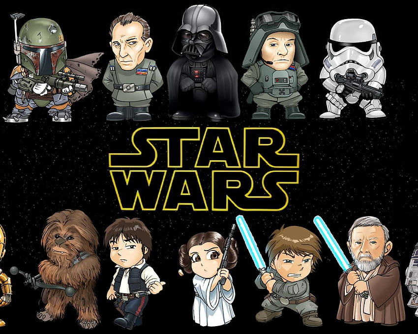 Personajes de dibujos animados de Star Wars, dibujos animados de fondo de pantalla