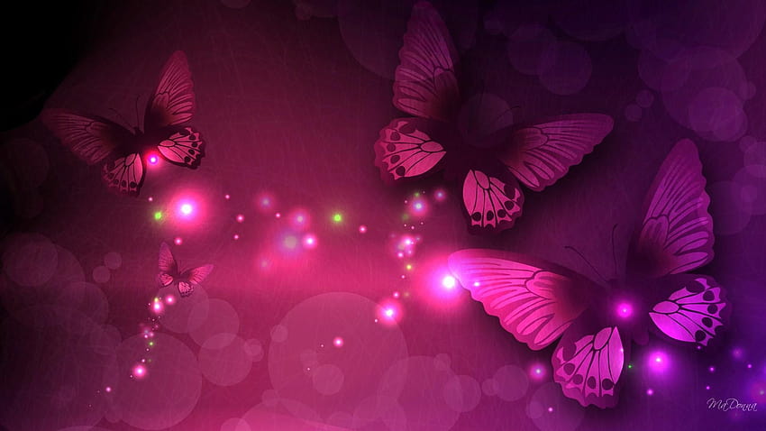 Pink Butterflies on Dog, aesthetic butterfly laptop pink HD wallpaper