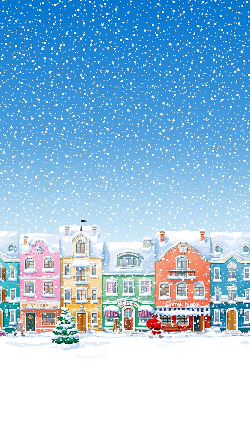 Snowy Town Santa Claus Delivering Christmas Presents iPhone, childhood winter HD phone wallpaper