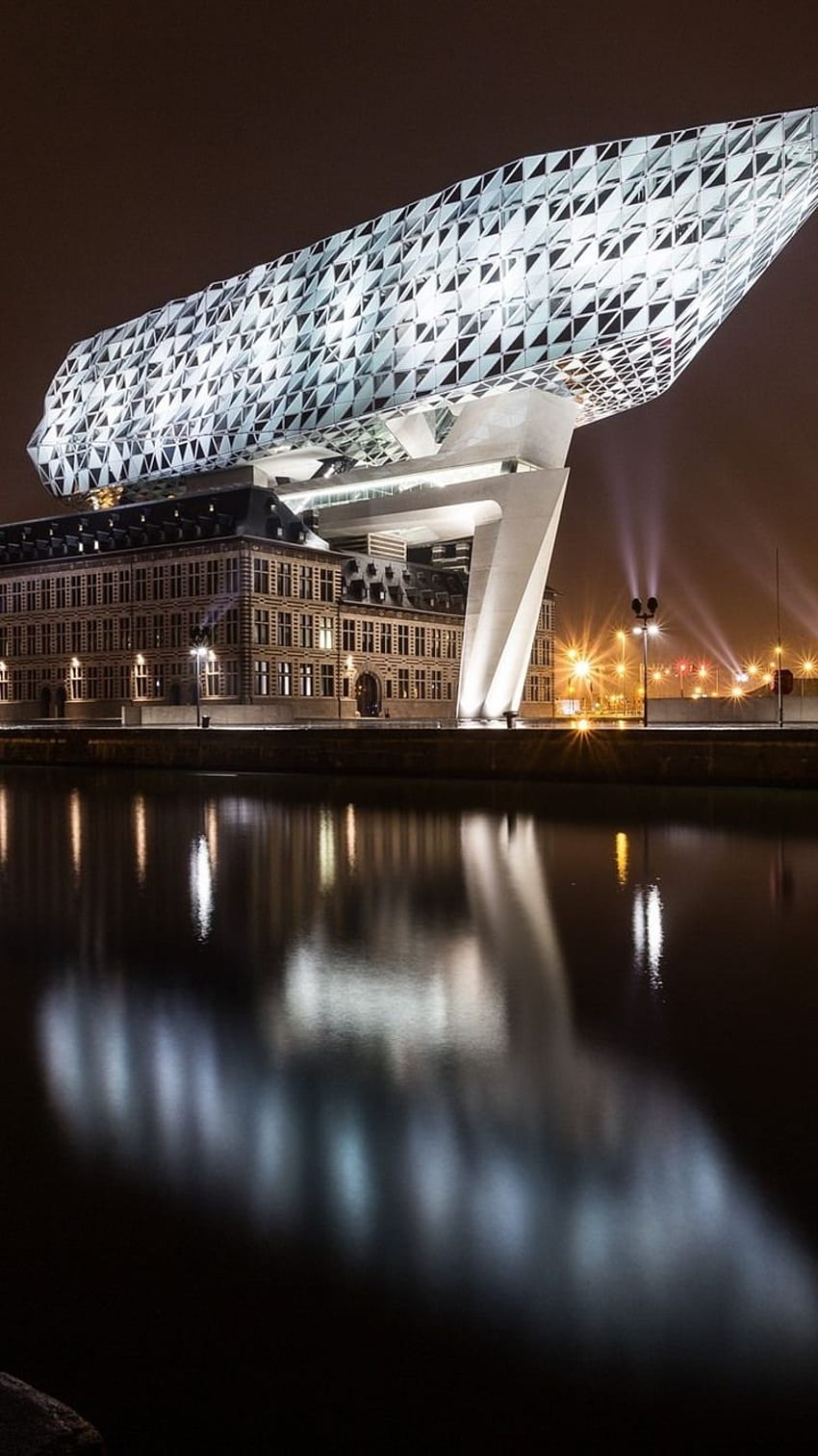 Bélgica, Amberes, ciudad, noche, iluminación 1920x1200 fondo de pantalla del teléfono