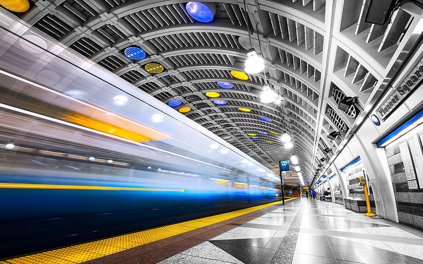 Subway Station In Long Exposure Backgrounds, railway platform HD wallpaper