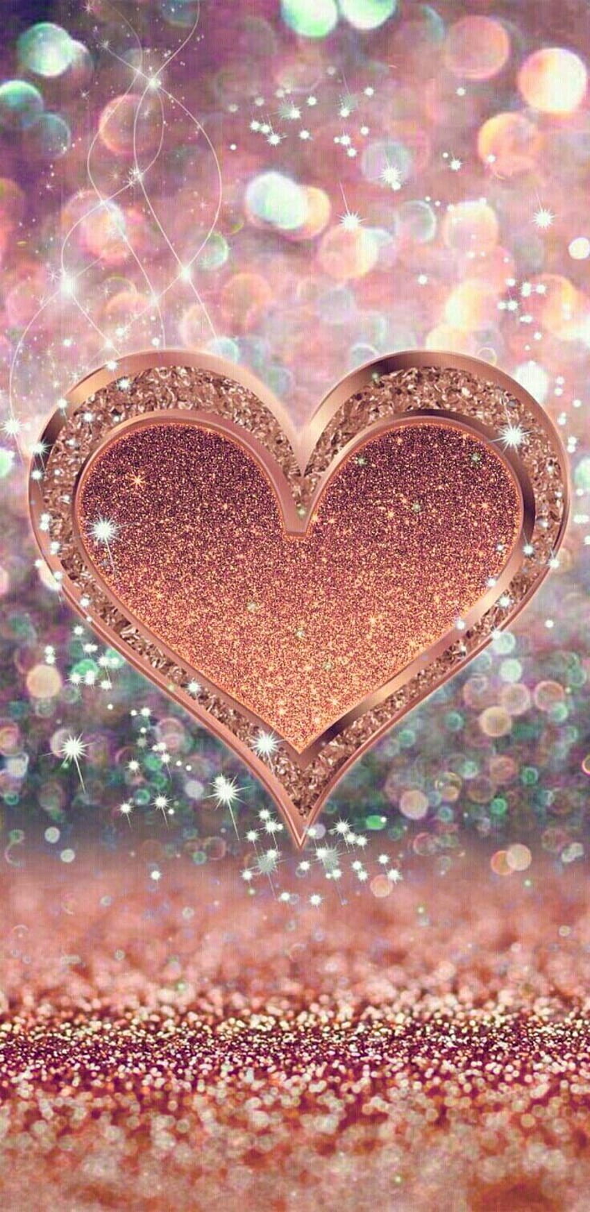 Glitter Heart Iphone, rose gold heart HD phone wallpaper