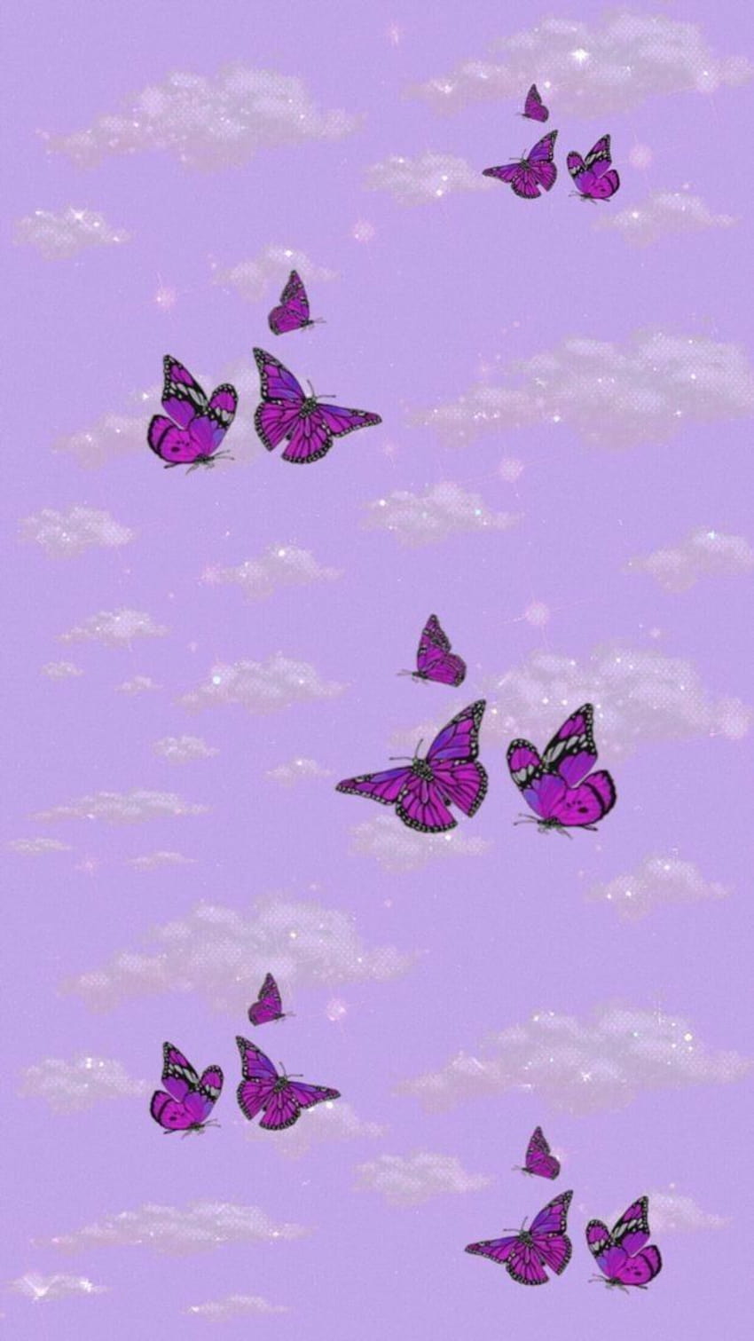 Aesthetic Sparkles Purple Butterflies posted by Michelle Johnson, iphone purple butterfly HD phone wallpaper