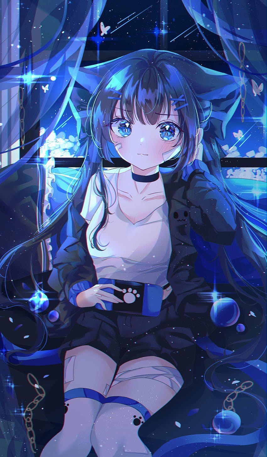 chica gamer de anime, estética de chica anime para juegos fondo de pantalla del teléfono