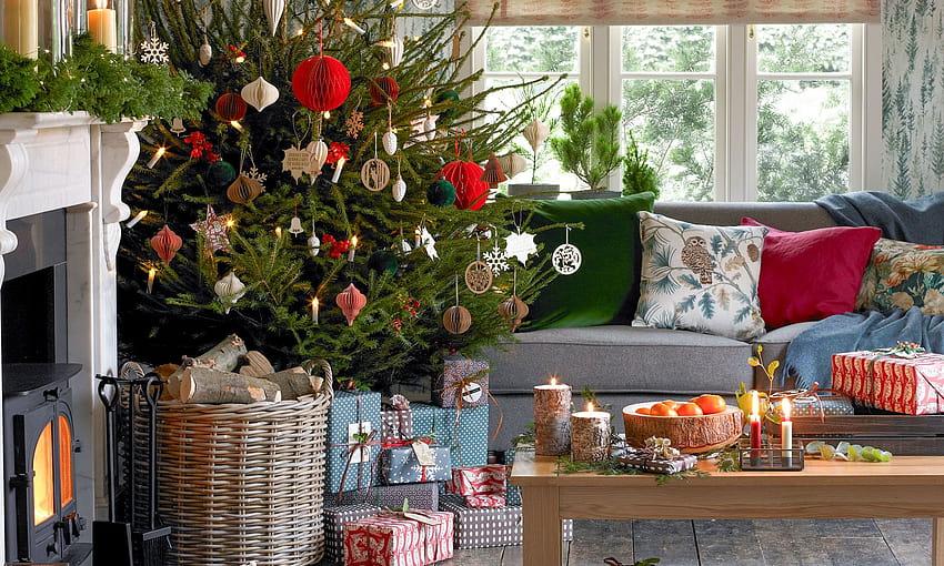 Christmas living room decorating ideas – Living room for Christmas, cozy christmas minimalist HD wallpaper