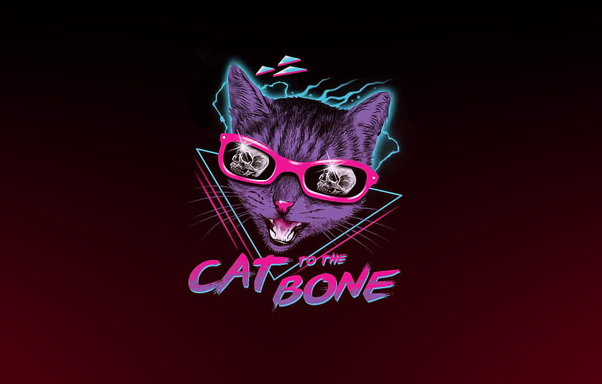 Minimalisme, Figure, Chat, Art, Neon, Cat, 80's, Synth, Retrowave, Synthwave, New Retro Wave, Futuresynth, Sintav, Retrouve, Outrun, by Vincenttrinidad , section минимализм, neon cats Fond d'écran HD