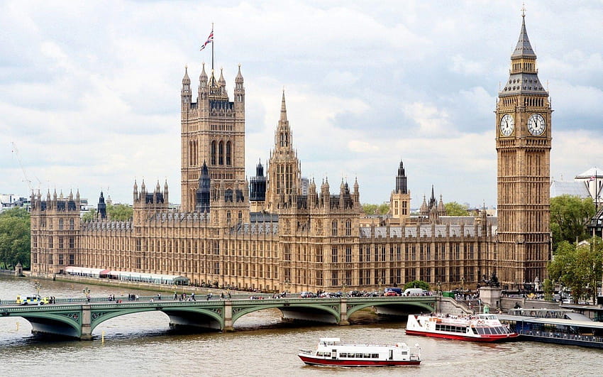 Wielka Brytania Londyn Big Ben Parlament Westminster Bridge Szeroki, domy parlamentu Tapeta HD
