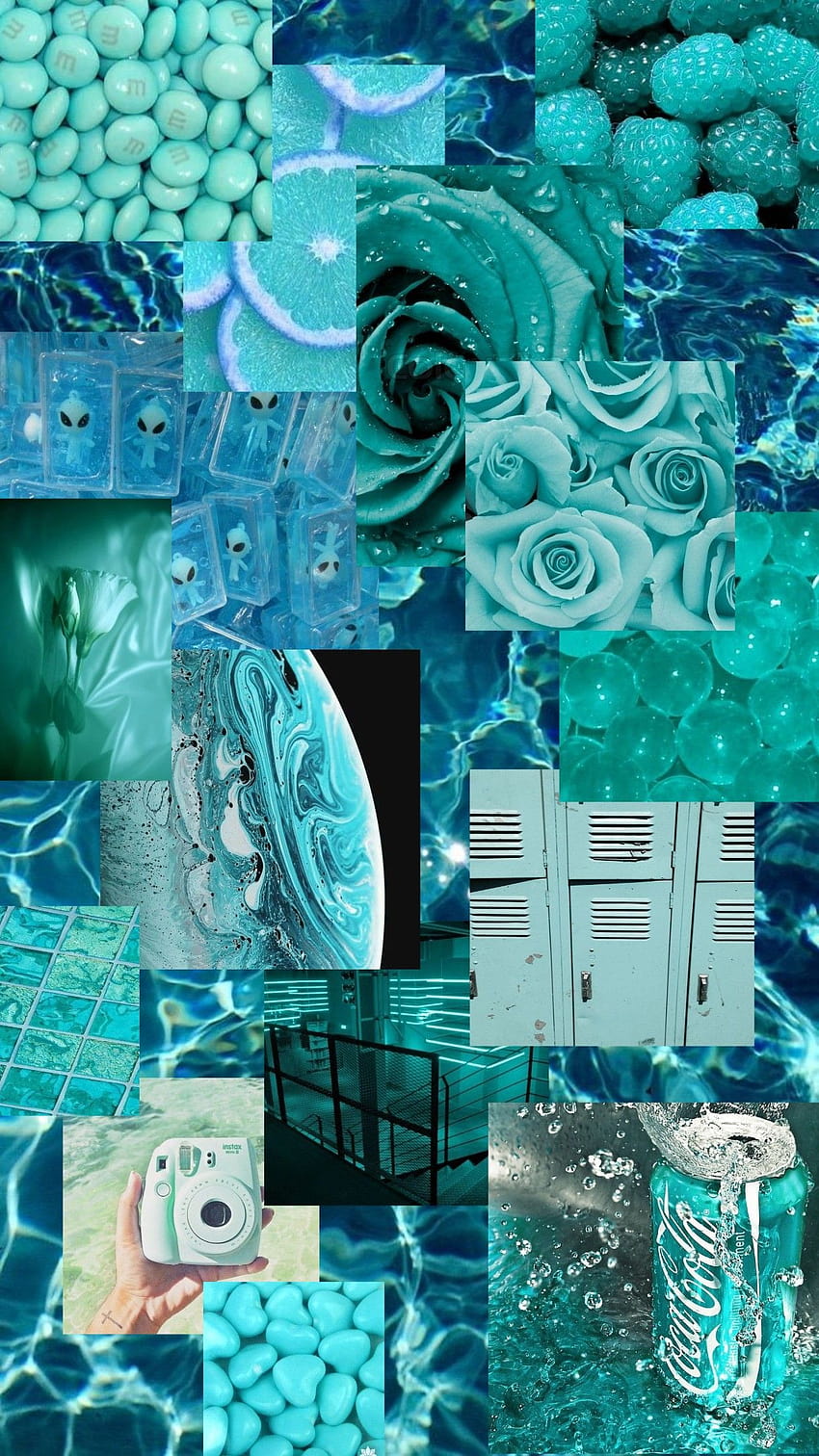 Teal Aesthetic posté par Christopher Sellers, collage sarcelle Fond d'écran de téléphone HD