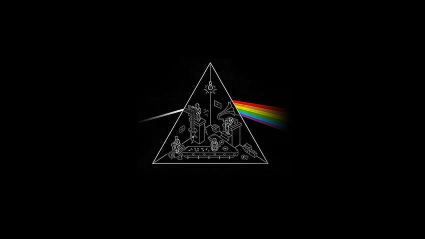 Pink Floyd วงฮาร์ดร็อกสุดคลาสสิกกลุ่มย้อนยุคปกอัลบั้มโลโก้รูปสามเหลี่ยมย้อนยุค วอลล์เปเปอร์ HD